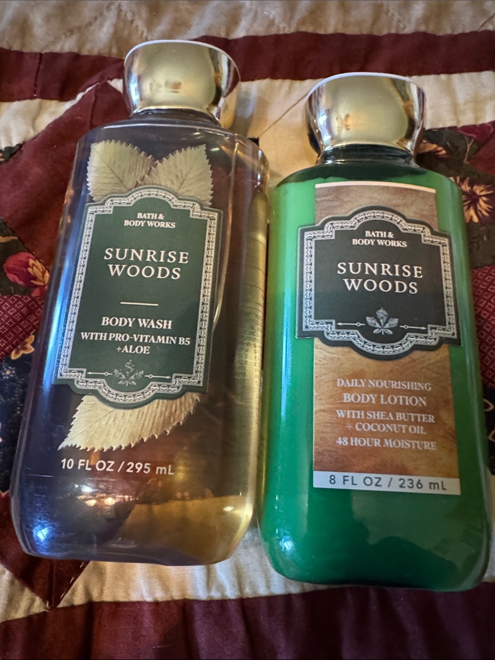 Bath & Body Works Sunrise Woods Body Wash & Lotion Set - Green.   NEW